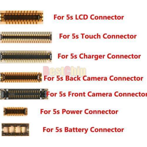 2sets/lot for iphone 5S Full set 7 in 1 LCD touch camera dock power battery FPC Connector on motherboard