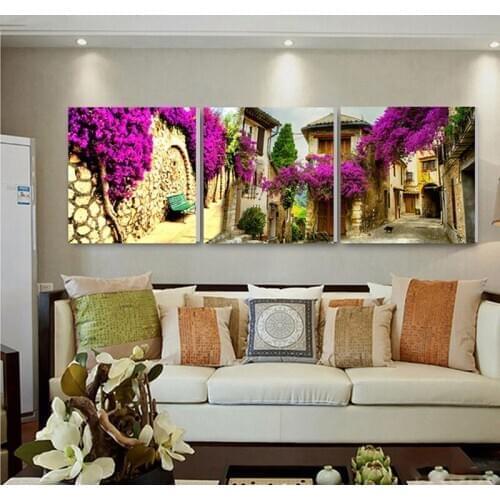 3pcs Diy Diamond embroidery 5D full round square Mosaic Diamond Painting Vintage Town Street Cross Stitch Kit NeedleworkZP-2018