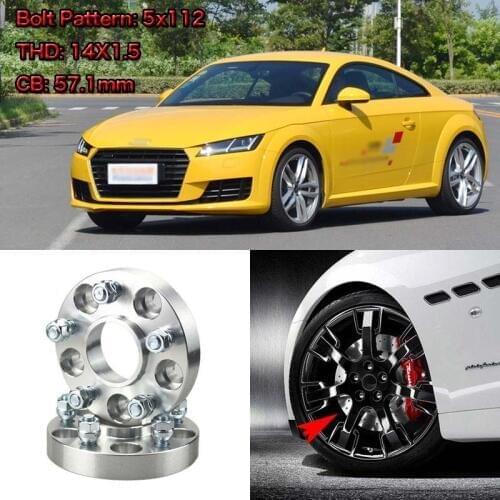 4pcs 1" Wheel Spacers Adapters 5 Lug 5x4.4"/5x112-14x1.5 Studs For Audi TT 2006