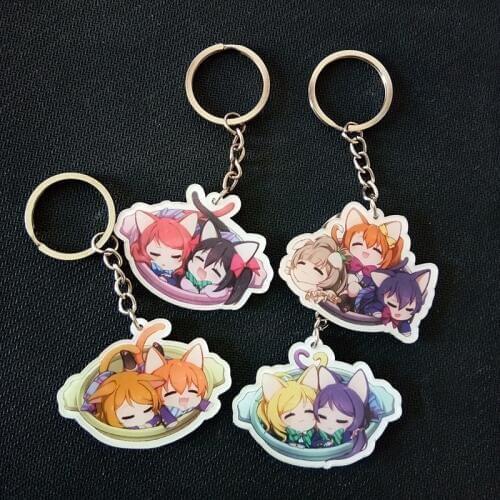 4pcs/set Anime Keychain Sleeping LoveLive!Lovelive Maki Nishikino Minami Kotori Awaken Love Live Keychain Keyring De llavero