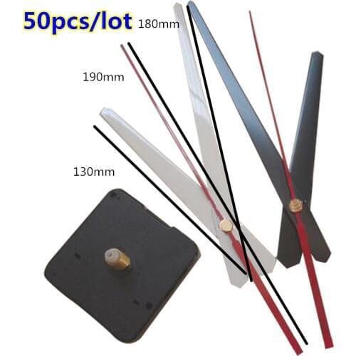 50pcs wholesale Silent Quartz Wall Clock Mechanism Watch DIY Mechanism Parts Replacement Repair Wide Hands Tools Set with hook