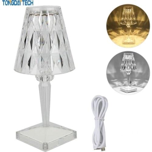 USB Diamond Table Lamp Acrylic Decoration Light for Bar Bedroom Bedside Coffee Crystal LED Desk Lamps Gift Night Lights Lighting
