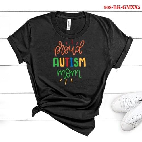 Autism Seeing The World Differently Print Short Sleeve Summer Casual T Shirts Funny Kawaii AUTISM MOM T-shirt Ladies Graphic Tee