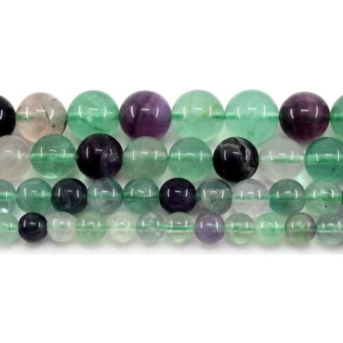 Natural Fluorite Round Loose Beads Strand 6/8/10/12MM For Jewelry DIY Making Necklace Bracelet