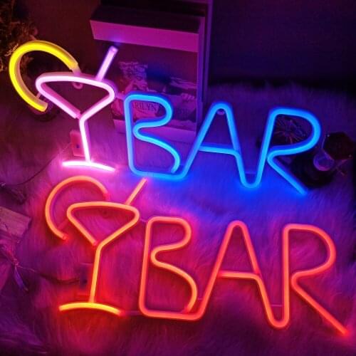 Colorful LED BAR Neon Sign Light Juice Letter Party Neon Lamp with Remote Control Wall Hanging for KTV Shop Home Desk Art Decor