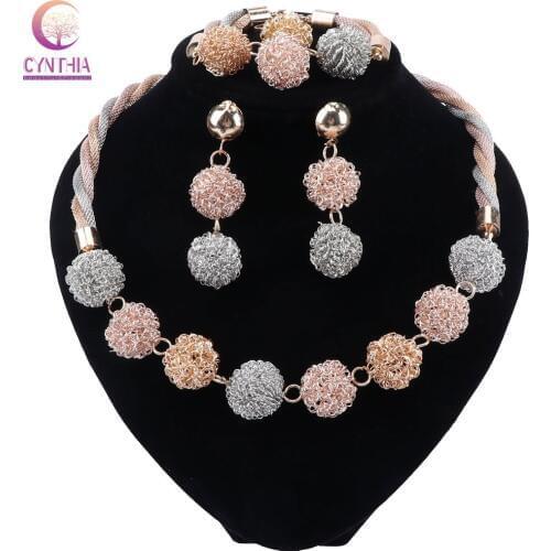 CYNTHIA Bridal Gift Nigerian Wedding African Beads Jewelry Set Brand Woman Fashion Dubai Gold Color Jewelry Set