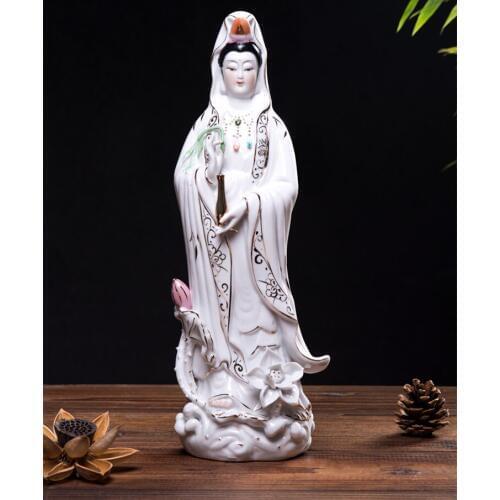 36 cm #OFFICE home protective-efficacious House Protection Religious Buddhism Songzi Guan Yin Avalokitesvara porcelain Figurine