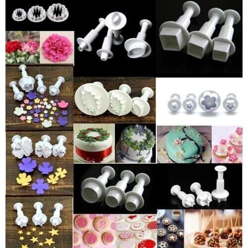 2/3/4pcs Fondant Cake Cutter Plunger Cookie Mold Sugarcraft Flower Leaf Decorating Mould DIY Kitchen Baking Cake Decorating Tool