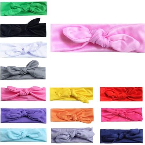 Newborn Headband Flexible Elastic Baby Hair Band Flower Girls Bowknot Decor Kids Headwear Solid Cotton Head Wrap Accessories