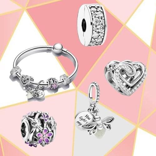 Spring 2021 New High Quality 100% 925 Sterling Silver Daisy Firefly Bracelet Set, Charming DIY Jewelry Gift For Ladies