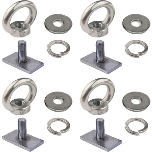 4x T Bolt Eye Nut tie down kit for Rhino Thule Yakima Pro Rola roof rack M8 16mm
