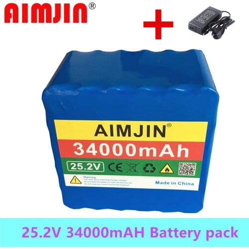 24v 34ah 6S6P 18650 Lithium Battery Pack for Bicycle 25.2V 34000mAh Battery Pack 500W E-Bike+ 2A Charger