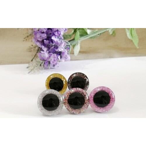 30pcs/lot--new 16mm & 20mm & 25mm clear round plastic safety toy eyes +glitter Nonwovens+ washer--size & color option-N5