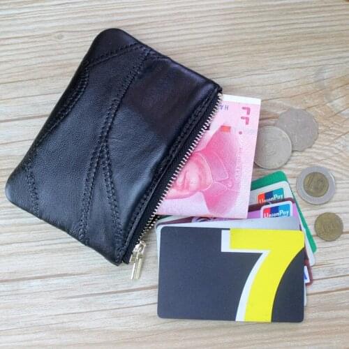 Mini Mens Small Wallet Sheep Leather Zipper Coin Purse Wallet Ladies Wallet Credit Card ID and Card Box Key Case Small Gift