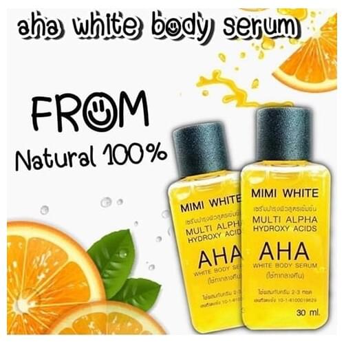 Mimi White AHA Body Serum 30ml Bleaching Brightening Skin,AHA,Vitamin B,C Black Dispel Oil