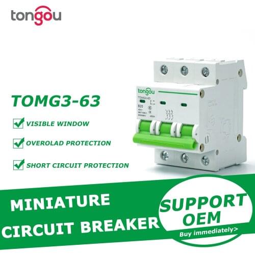 MCB Curve B Type 3 Pole 1A 6A 10A 16A 25A 32A 40A 63A 4.5KA Miniature Circuit Breaker AC 110V/230V/400V Overcurrent protection