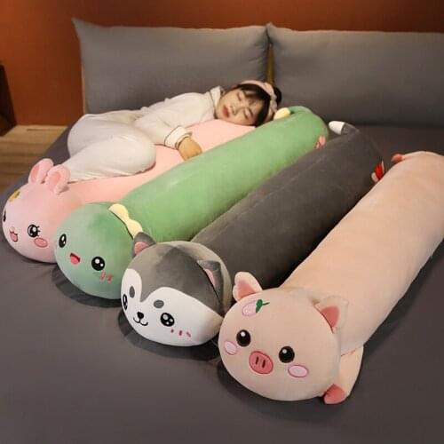 Cartoon Long Animals Plush Toy Squishy Sleeping Friend Stuffed Bunny Pig Dinosaur Husky Rabbit Doll Christmas Gift 70/100/120cm