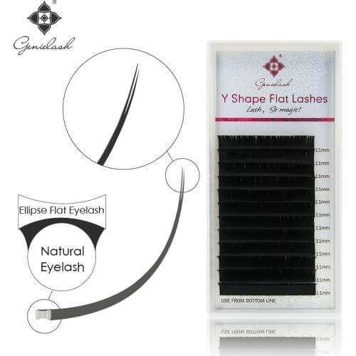 Genielash Matte Ellipse eyelash extension Split tips ellipse roots flat individual eyelashes Much softer lighter make up lashes
