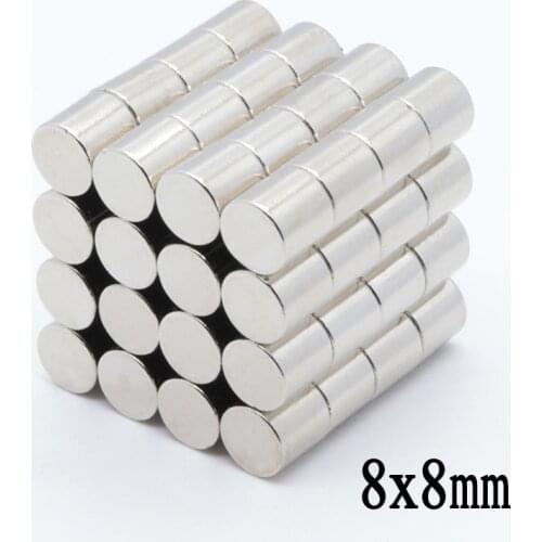 100pcs 8x8 mm N35 Super Strong Small Round Neodymium Magnets Rare Earth Permanet Magnet