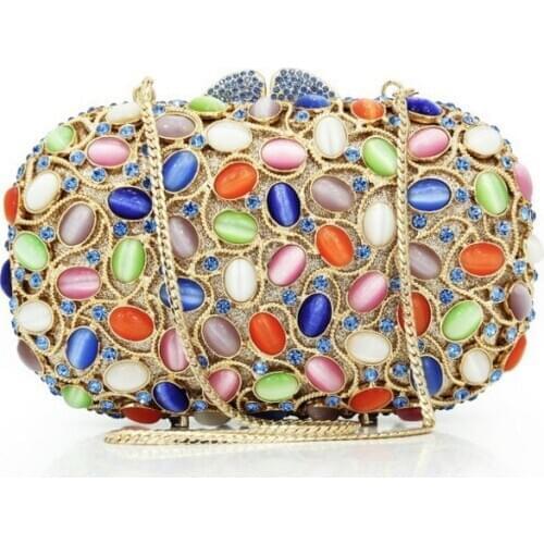 New Rhinestone Bag Metallic Diamonds Bridal Party Dazzling Women Crystal Evening Metal Clutches Bridal Wedding Box Clutch Bags