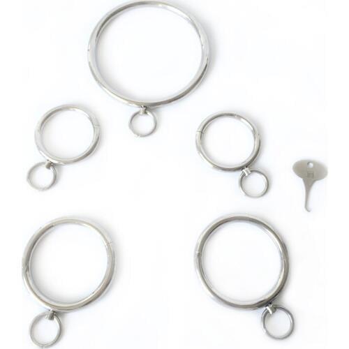 New key stainless steel Neck Collar handcuff ankle pull ring Adult Slave Role Play metal For male BDSM restraint bondage Sex toy