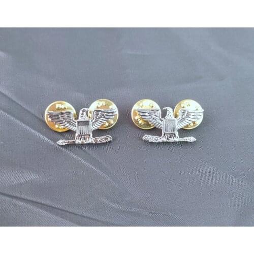 PAIR WW2 WWII US ARMY COLONEL EAGLE WAR BIRD DEVICE PIN MINI BADGE INSIGNIA