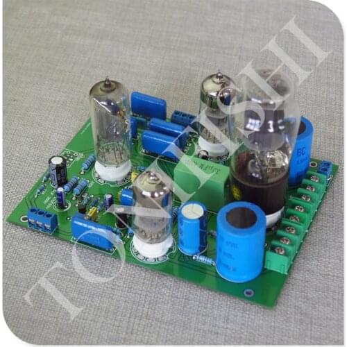QJ023 6N3 5670 SRPP tube front board, 5Z4P rectifier, with 6E2 cat eye level indicator. Gain about 13 times