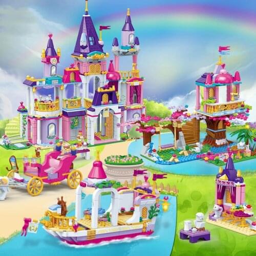 QWZ NEW Princess Series Castle Party Building Blocks Sets Bricks Classic Kids Model Toys Friends For Children Girls Toy Gifts