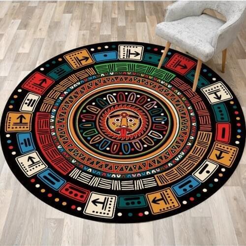 Colorful Maya Printed Round Rugs Carpets For Home Living Room Bedroom Hanging Chair Non-slip Land Pad Carpet