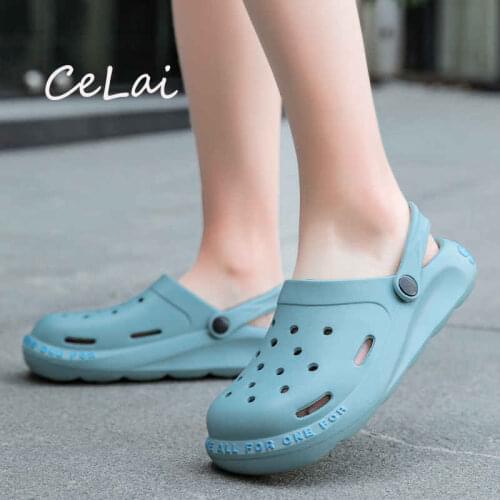 Large Sizes Womans Slippers High Quality Half Sandals Women 2021 Couple Sandals Man Summer Waterproof Beach Hole Shoes Flat G28