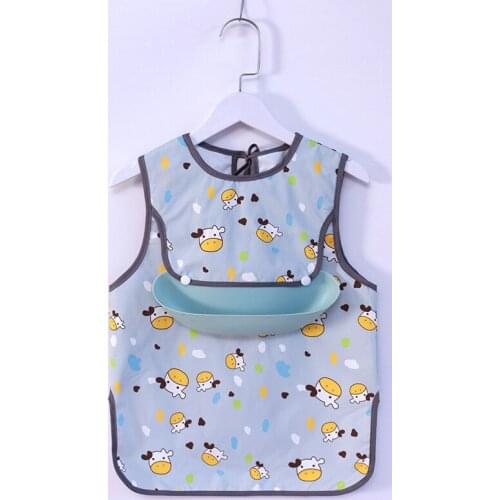 Removable Pocket Infant Sleeveless Drawing Apon Bandana Cartoon Waterproof Baby Self Feeding Bib Slabbertjes Baby