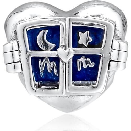 Fandola Beads DIY Fits Pandora Bracelet Window Heart Charms 925 Sterling Silver Beads for Jewelry Making kralen perles boncuk