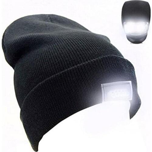 LED Light Warm Hat Winter Knitted Sports Running Knitted Beanie Cap HeadLamp Head Light Flashlight Torch Hat For Clamping