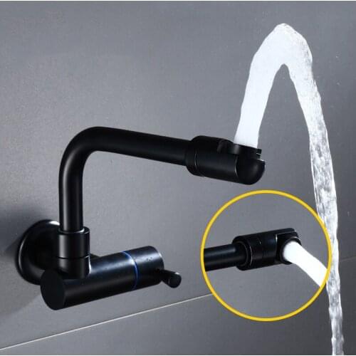 Bathroom Basin Faucet Wall Mounted 360 Degree Rotation Sink Tap Single Cold Water Tap Swivel Spout Balcony Laundry Mop Pool Tap