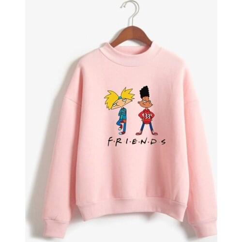 Womens Hoodies Sweatshirt y2k New Fleece Turtleneck Casual Cute Cartoon Three Good Friends Graphic Tops Harajuku Kawaii Clothes