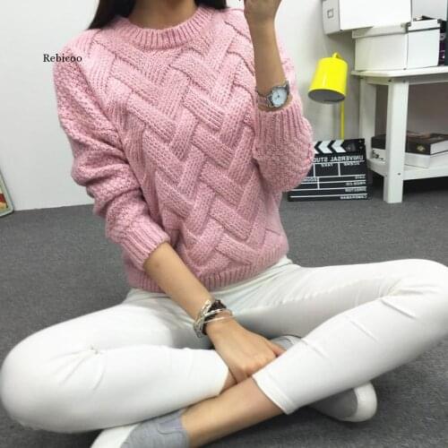 New Casual Sweater Women O-Neck Solid Color Autumn and Spring Thick Pullover Loose Winter Clothes Women