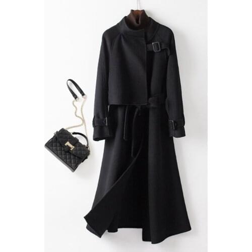 Womens Coat Wool Temperament Autumn and Winter Mid Long 2021 New Double Faced Tweed Wool Coat Gentle