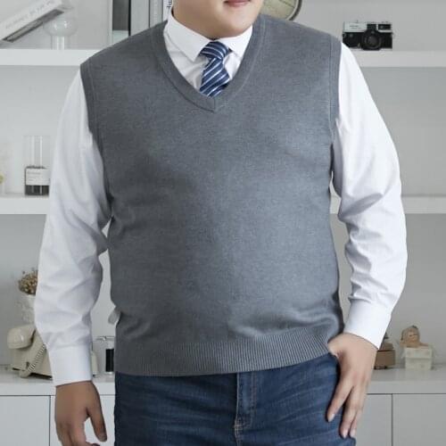 New Knit Vest Men Business Loose Simple Solid Color V-neck Sleeveless Sweater Casual Autumn Winter Pullover Plus Size 8XL 7XL