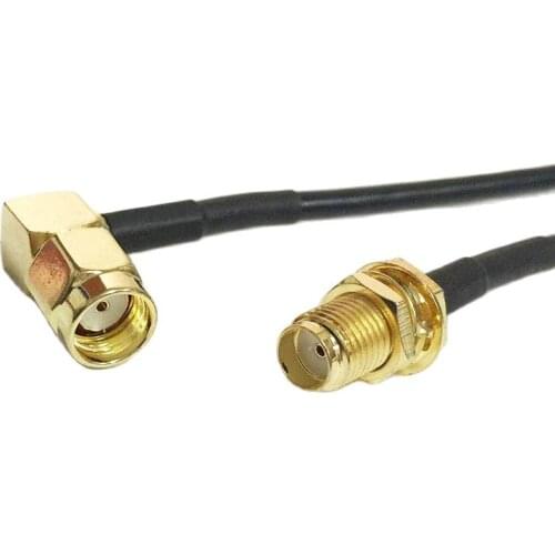 1pc New SMA Female Jack nut To RP-SMA Male Plug Right Angle (female pin) RG174 Cable 20CM 8" Adapter Wholesale Fast Ship