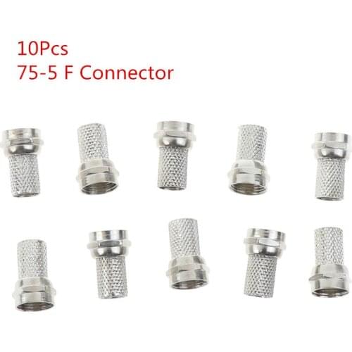 10 Pcs/lot 75-5 F Connector Screw On Type For RG6 Satellite TV Antenna Coax Cable Twist-on