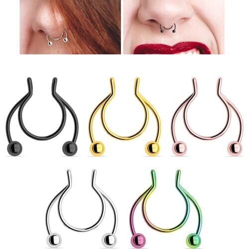 New style antlers shape Nose ring Punk nose clip stainless steel nasal septum false Tragus Faux Septum Body Piercing Jewelry