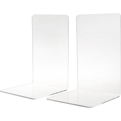 2Pcs Clear Acrylic Bookends L-shaped Desk Organizer Desktop Book Holder School Stationery Office Accessories
