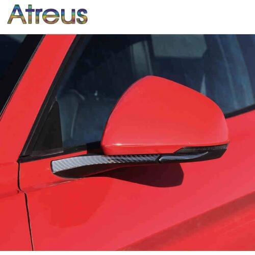 Atreus 4pcs Car Rearview Mirror Carbon Fiber Trim Stickers For Ford Mustang 2015 2016 GT 500 GT350 Mustang 2017 Accessories