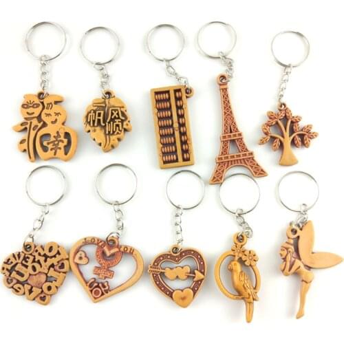 50pcs Women Men Lucky Wooden Cross Carving Pendant Keychain Religion Chain Key Ring Keyring Jewelry Wholesale cute keychain