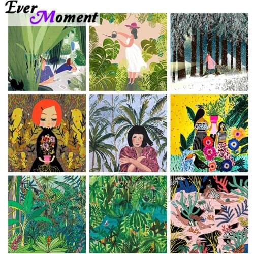 Ever Moment Diamond Painting Green Plant Picture Resin Art Full Square Drill Gift Embroidery Handcraft Home Decoration ASF2135