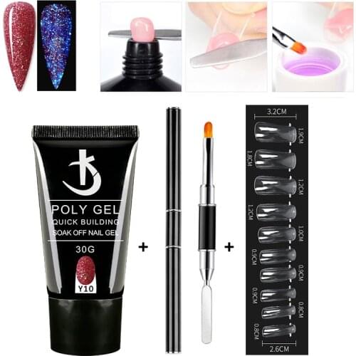 KODI Nail Glitter Gel for Extension Set Semi-permanent Poly Nail Gel Kit 30g Acrylic Gellac Manicure Desgin Builder Gel Polishes