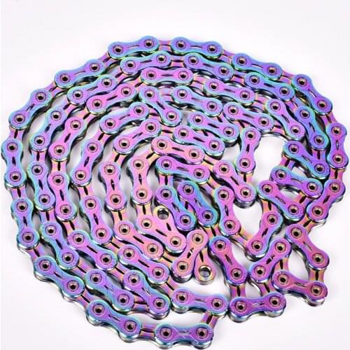 SUMC Multi-Colored 12 Speed Bicycle Chain - Rainbow Hollow Magic Buckle Road Bike MTB Compatible 126L SL Chain