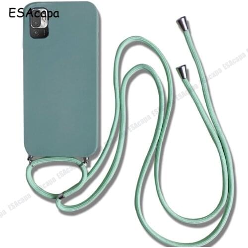 Candy Colors Case For Xiaomi Redmi Note 10 Pro 5G Matte Silicone Phone Cover For Redmi Note 10 5G With Chain Necklace Lanyard