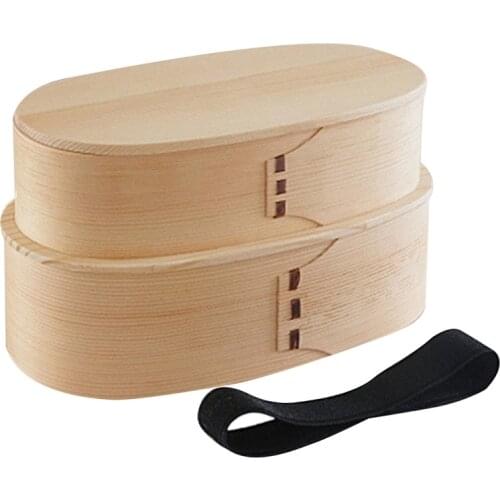 Wooden Lunch Box,Japanese Picnic Bento Box for School/Kids Dinnerware,Round Square Lunch Box