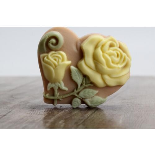 DIY Silicone Soap Molds Handmade Heart with Flower Pattern Resin Moulds